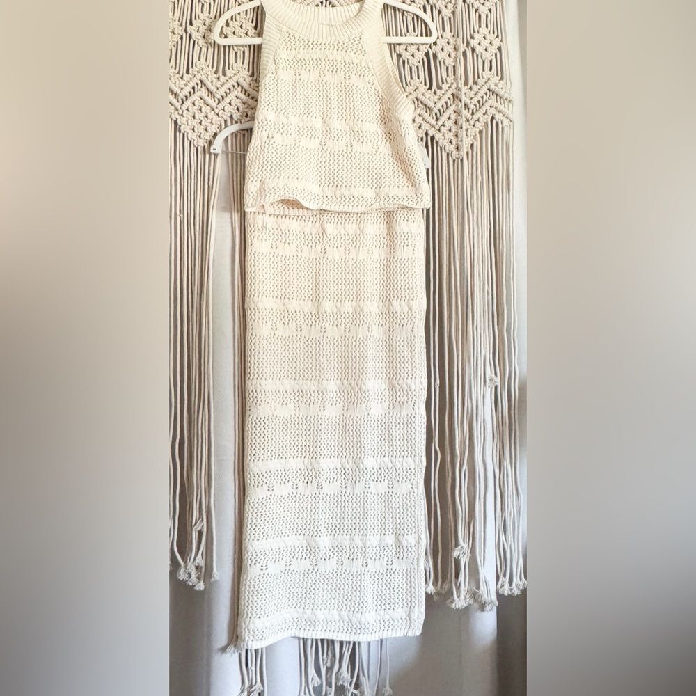 Haute Hippie Knit Crochet Tank & Skirt Set Boho Festival Style Size Small EUC